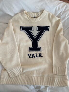 H&M Divided oversized Yale polyester knit sweater
Navy blue letters